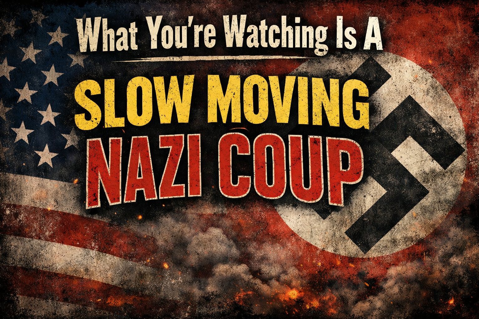 What you're watching is a slow moving Nazi coup - American flag fading into Nazi symbolism