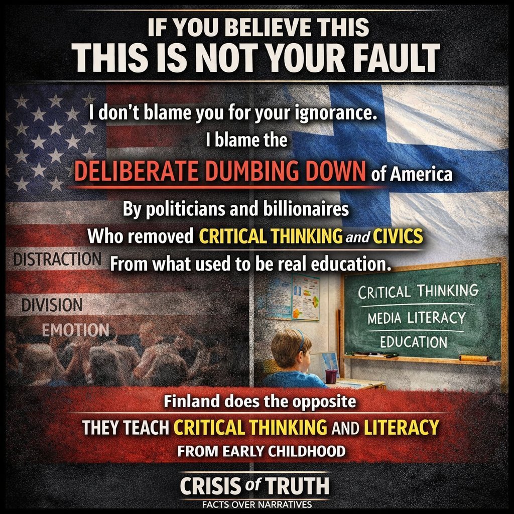 If you believe this, this is not your fault — the deliberate dumbing down of America